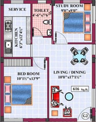 EGB Anna Nagar 1 (2BHK+1T (616 sq ft) 616 sq ft)