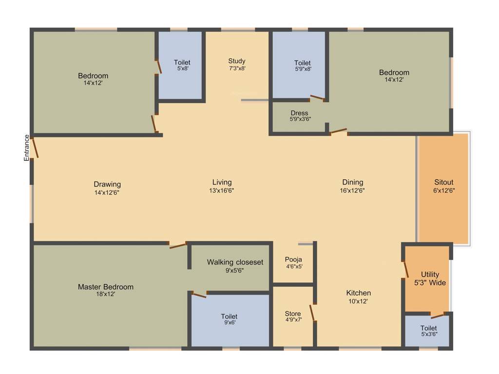 Annapurna White House Celestia (3BHK+3T (2,450 sq ft)   Study Room 2450 sq ft)