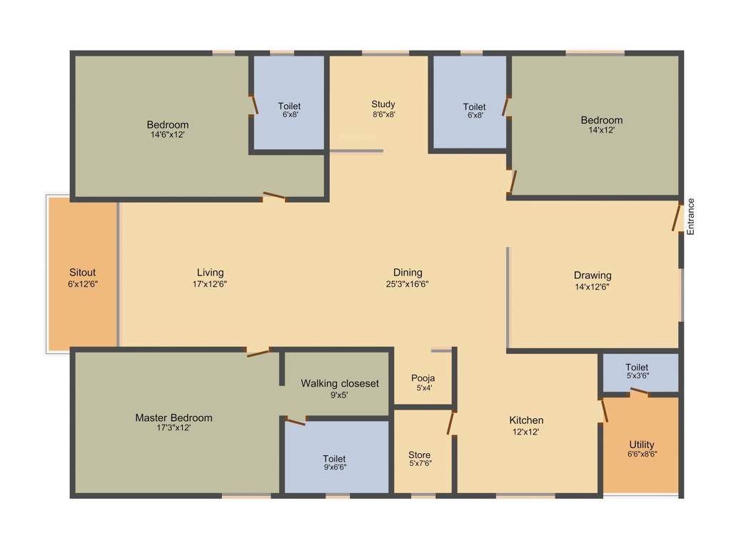 Annapurna White House Celestia (3BHK+3T (2,590 sq ft)   Study Room 2590 sq ft)
