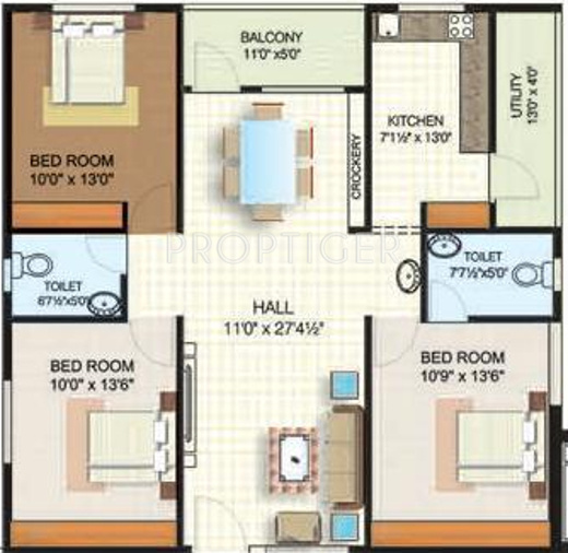 Sardar Columbia Serene (3BHK+3T (1,450 sq ft) 1450 sq ft)