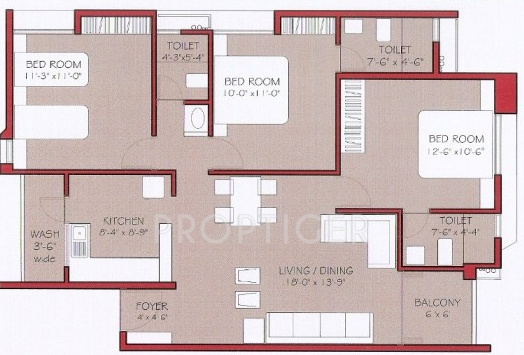 Drew Bela Residency (3BHK+3T (1,378 sq ft) 1378 sq ft)