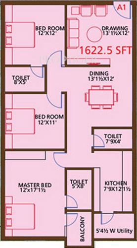 Armsburg Koundinya (3BHK+3T (1,622 sq ft) 1622 sq ft)