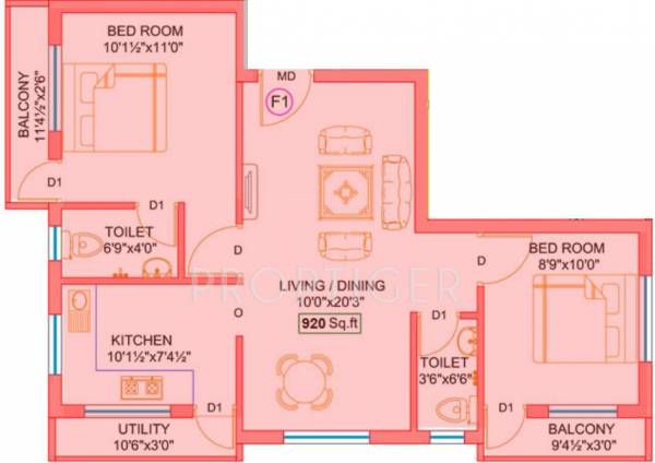 EGB Bala (2BHK+2T (920 sq ft) 920 sq ft)