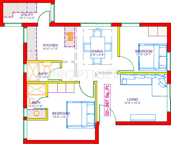 Irasi Arivaham Apartment (2BHK+2T (967 sq ft) 967 sq ft)