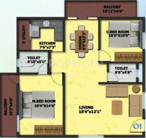 SLV Sri Krishna Sai Enclave (2BHK+2T (1,241 sq ft) 1241 sq ft)