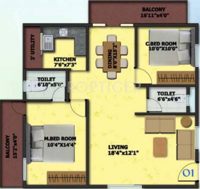 SLV Sri Krishna Sai Enclave (2BHK+2T (1,241 sq ft) 1241 sq ft)