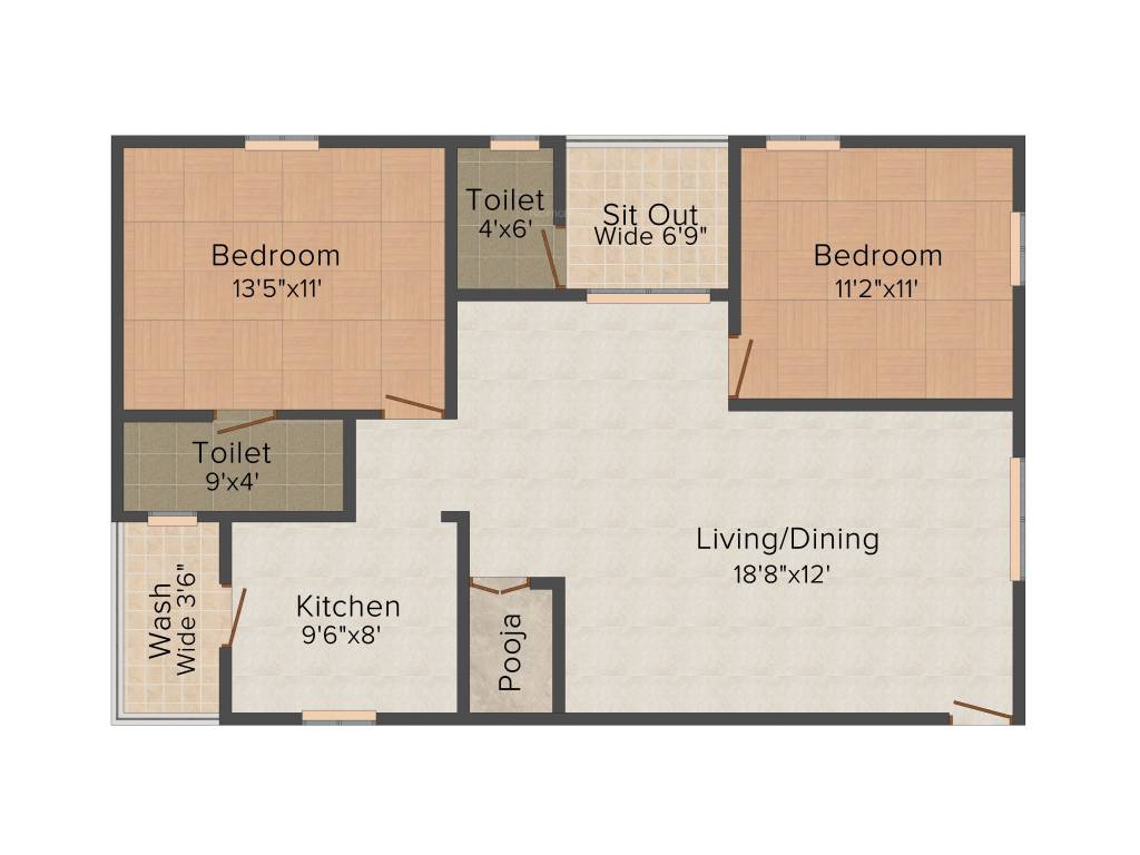 Green Meadows (2BHK+2T (1,150 sq ft) 1150 sq ft)