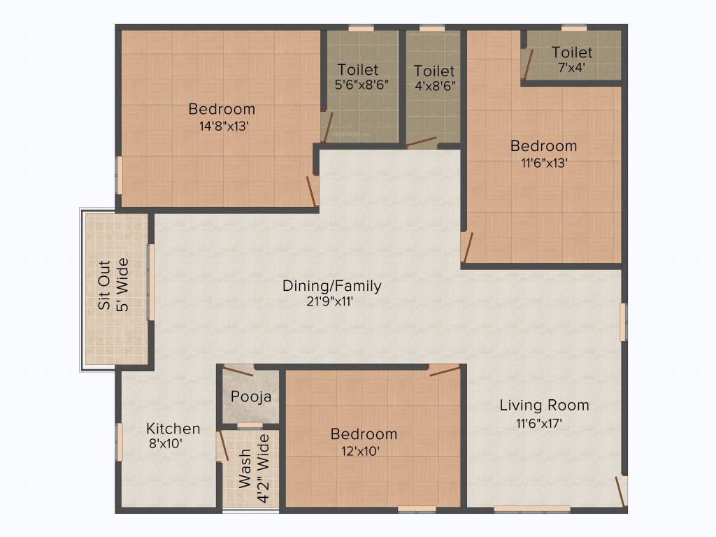Green Meadows (3BHK+3T (1,690 sq ft) 1690 sq ft)