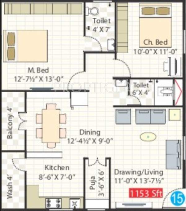 Spectra Metro Heights (2BHK+2T (1,153 sq ft) Pooja Room 1153 sq ft)
