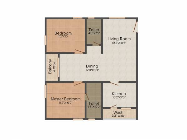 Dollfine DC Durga County (2BHK+2T (1,025 sq ft) 1025 sq ft)