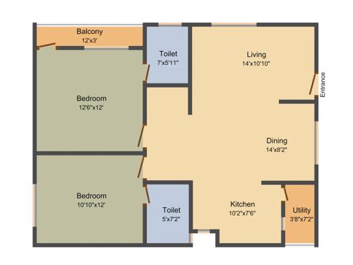 Celebrity Srikaras (2BHK+2T (1,060 sq ft) 1060 sq ft)