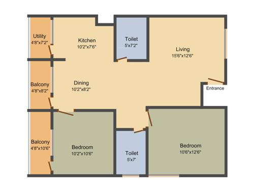 Celebrity Srikaras (2BHK+2T (1,107 sq ft) 1107 sq ft)