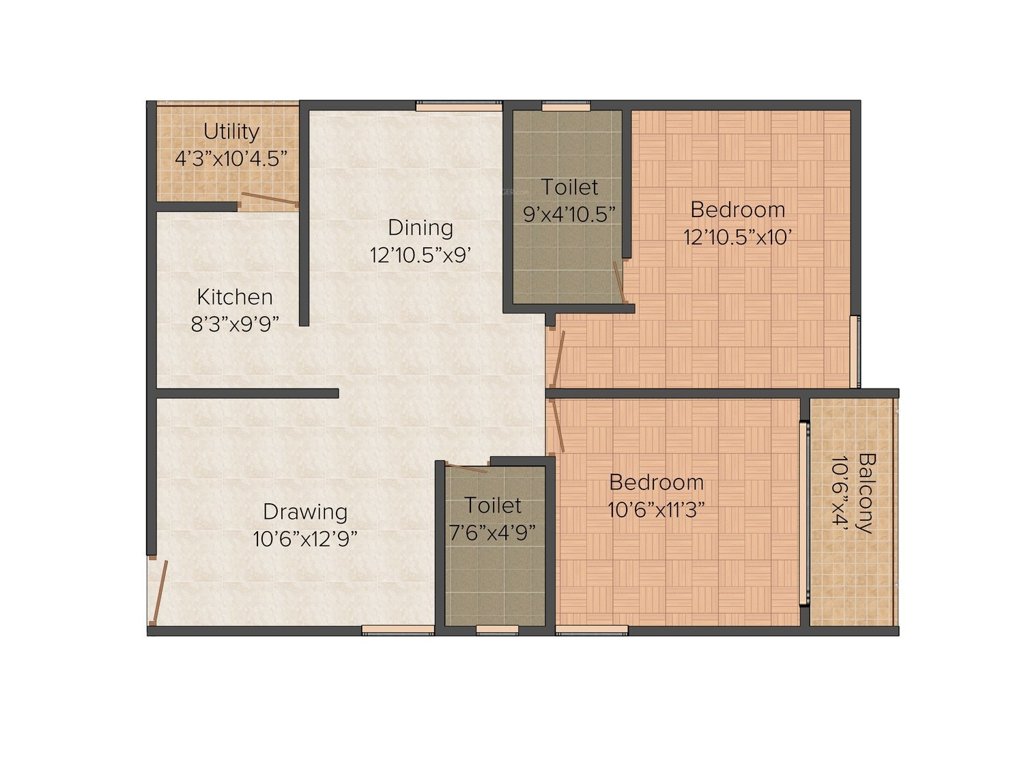 Gem Pride (2BHK+2T (1,015 sq ft) 1015 sq ft)