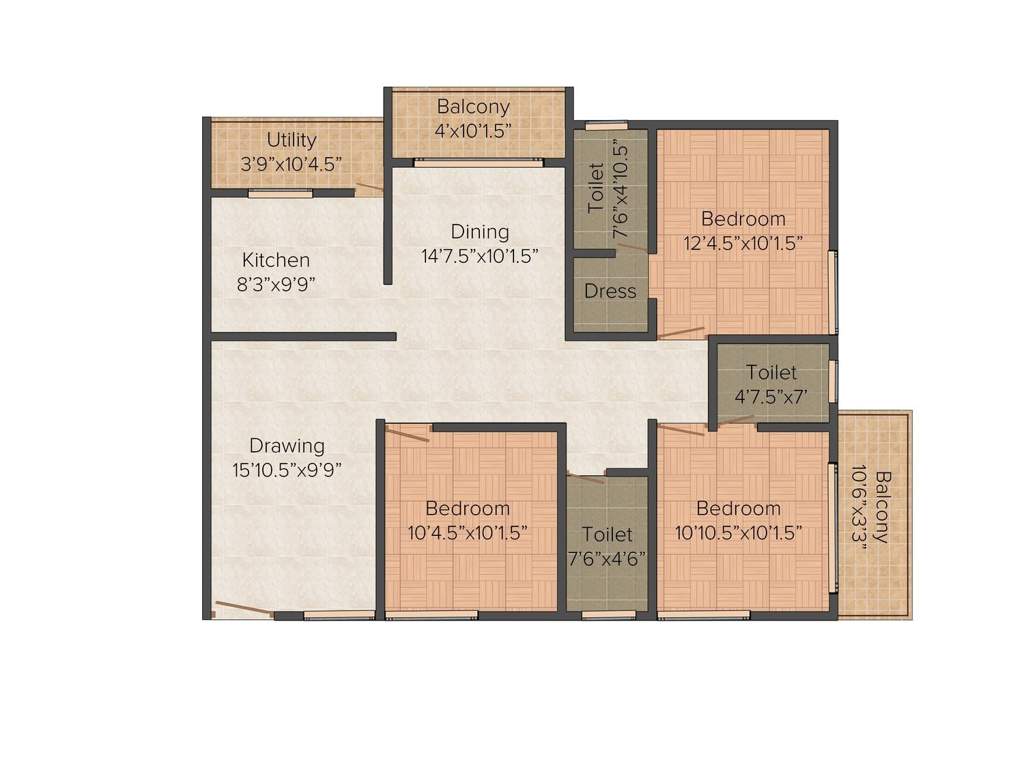 Gem Pride (3BHK+3T (1,407 sq ft) 1407 sq ft)