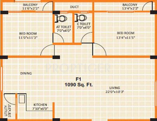 Celebrity Vedadri (2BHK+2T (1,090 sq ft) 1090 sq ft)