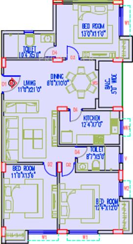 Adya Fountain Exotica (3BHK+2T (1,652 sq ft) 1652 sq ft)