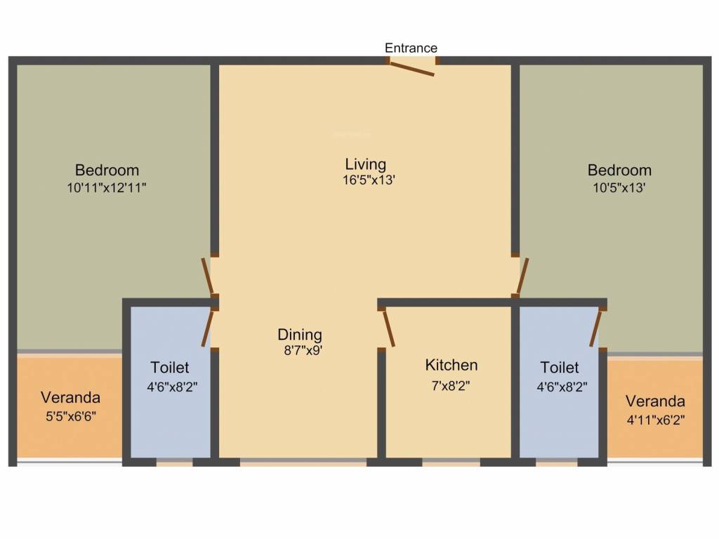 Starlite DNP Heights (2BHK+2T (1,190 sq ft) 1190 sq ft)