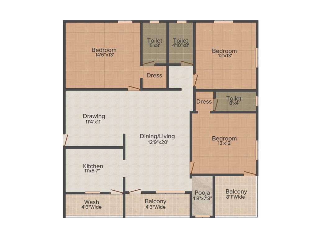 Aditya Ganesh Nivas (3BHK+3T (1,901 sq ft)   Pooja Room 1901 sq ft)