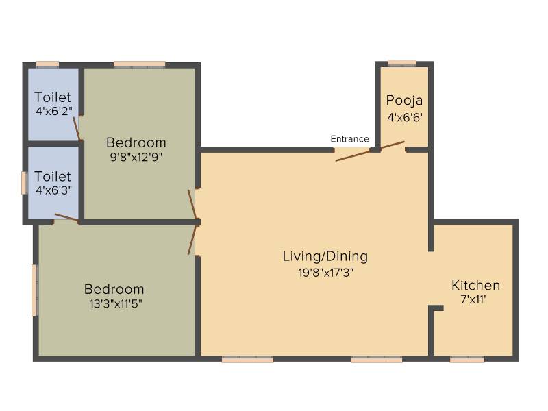 Naveen Jegetha Homes (2BHK+2T (1,081 sq ft)   Pooja Room 1081 sq ft)