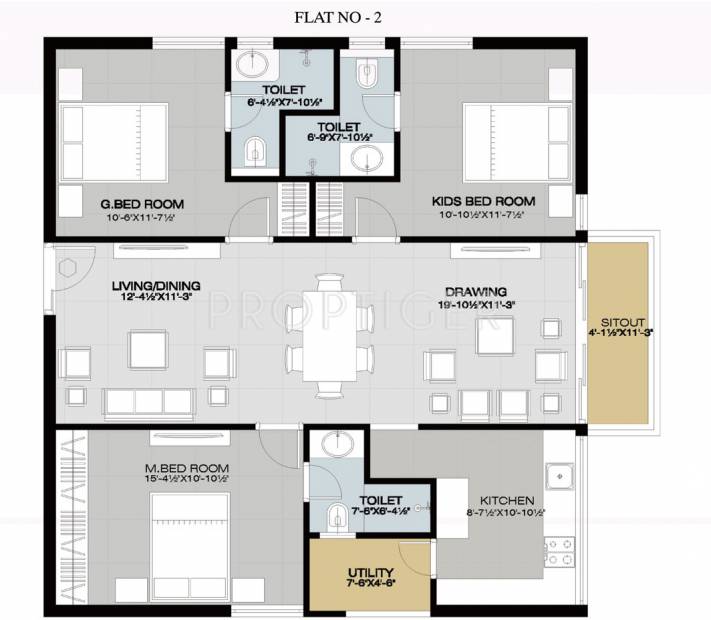 Gem Ascentia (3BHK+3T (1,585 sq ft) 1585 sq ft)