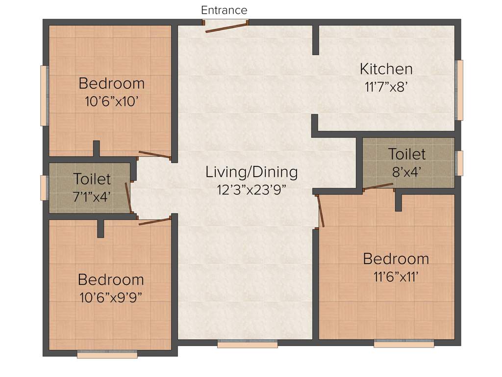 Naveen Agitha Nest 3BHK+2T (1,110 sq ft)