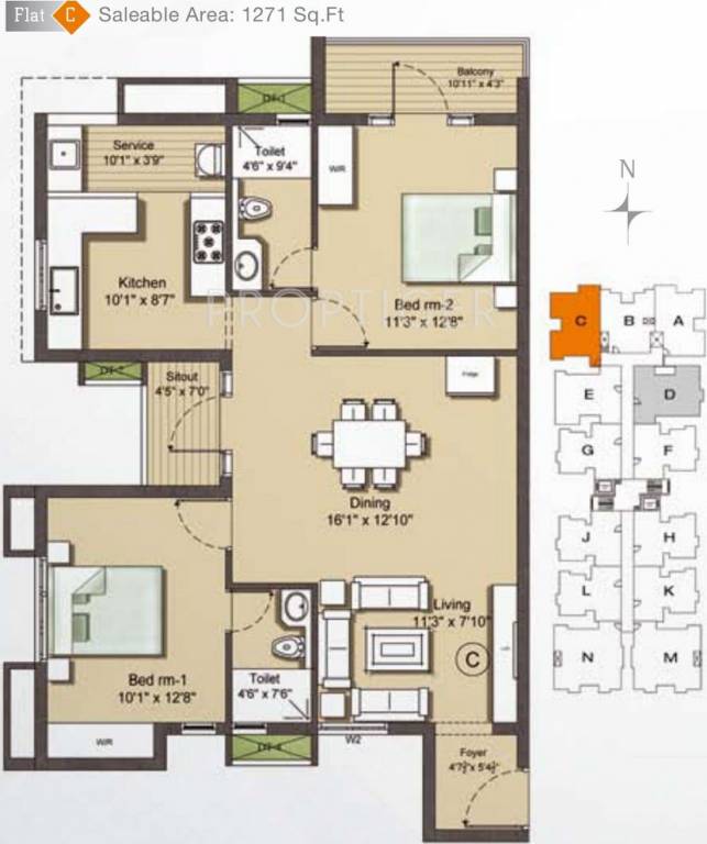 Tens Vijay (2BHK+2T (1,271 sq ft) 1271 sq ft)