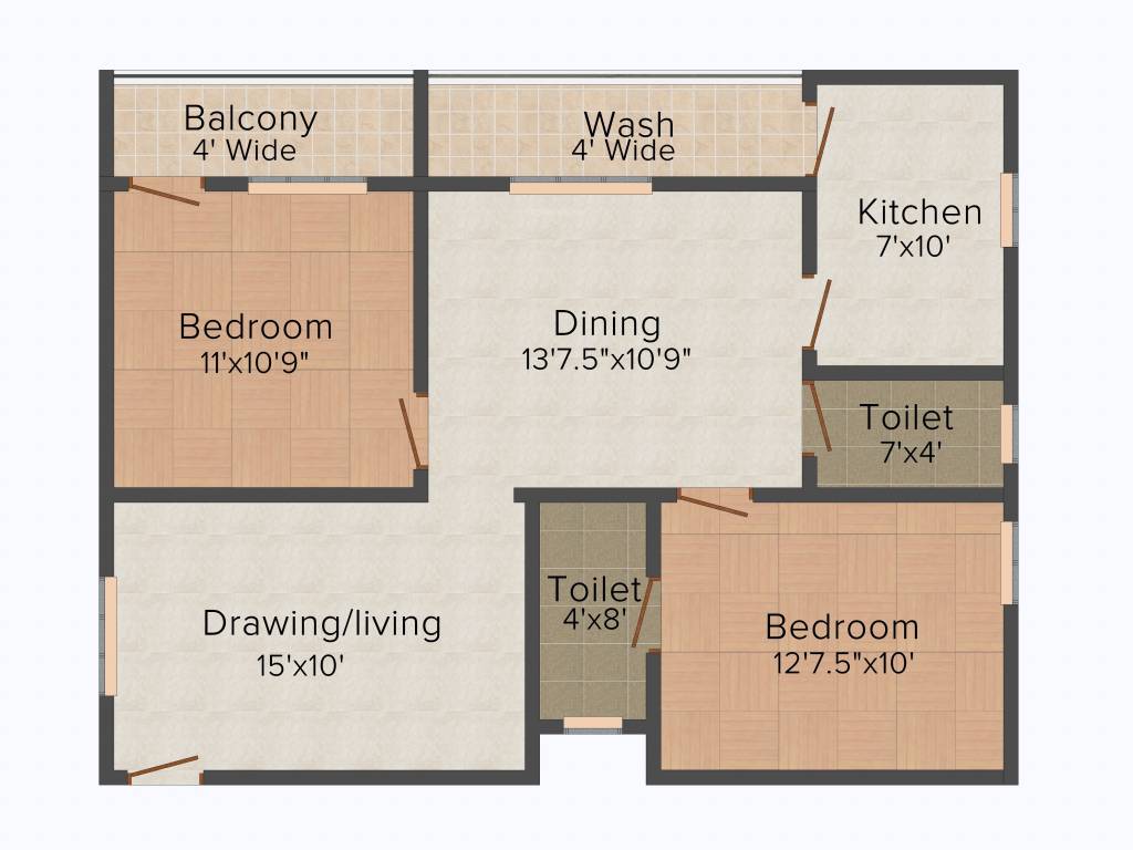Prakruthi Foundations Elite 2BHK+2T (1,071 sq ft)