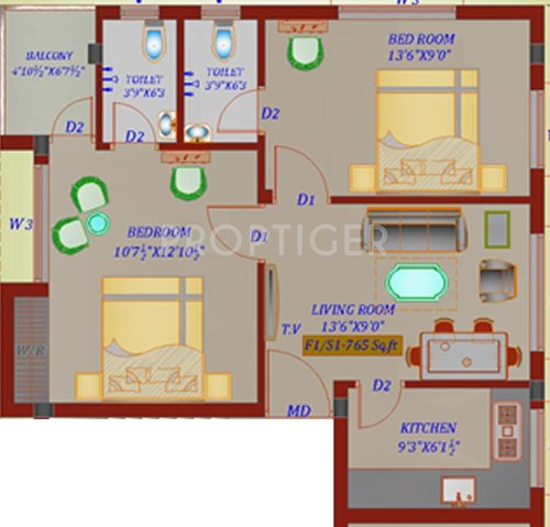 Chennai Nest (2BHK+2T (765 sq ft) 765 sq ft)
