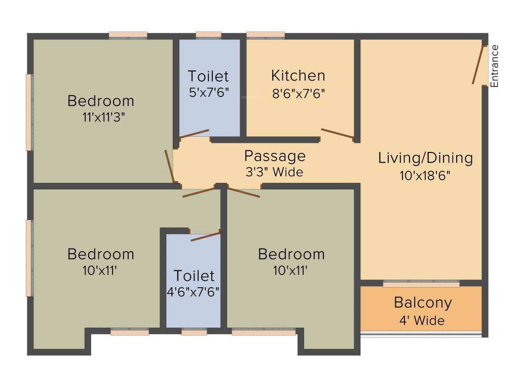 Banyan Jeevan Deep (3BHK+2T (1,122 sq ft) 1122 sq ft)