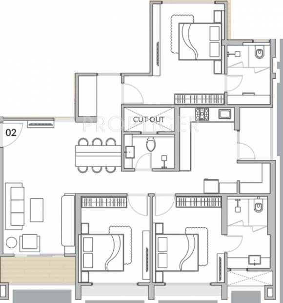 Radhe Radiance Residency (2BHK+3T (1,758 sq ft) 1758 sq ft)