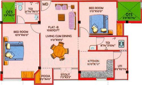 Arrummula Sree Raja Rajeswari Tower (2BHK+2T (1,071 sq ft) 1071 sq ft)