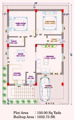 PVNR Shankar Green Homes (2BHK+2T (1,032 sq ft) 1032 sq ft)