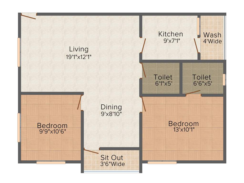 Gemini Pinnacle (2BHK+2T (1,006 sq ft) 1006 sq ft)