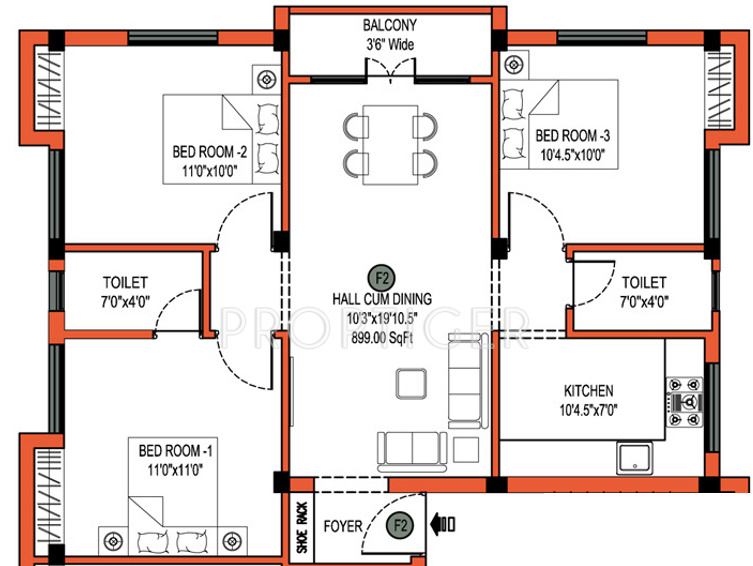 JKB Sri Guna (3BHK+3T (899 sq ft) 899 sq ft) JKB Sri Guna (3BHK+3T (899 sq ft) 899 sq ft)
