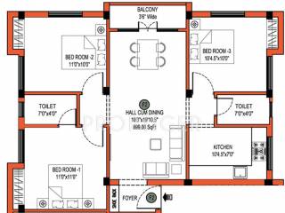 JKB Sri Guna (3BHK+3T (899 sq ft) 899 sq ft) JKB Sri Guna (3BHK+3T (899 sq ft) 899 sq ft)