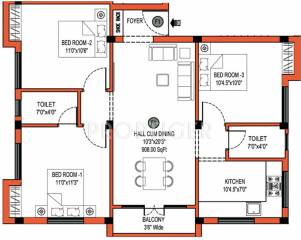 JKB Sri Guna (3BHK+3T (908 sq ft) 908 sq ft) JKB Sri Guna (3BHK+3T (908 sq ft) 908 sq ft)