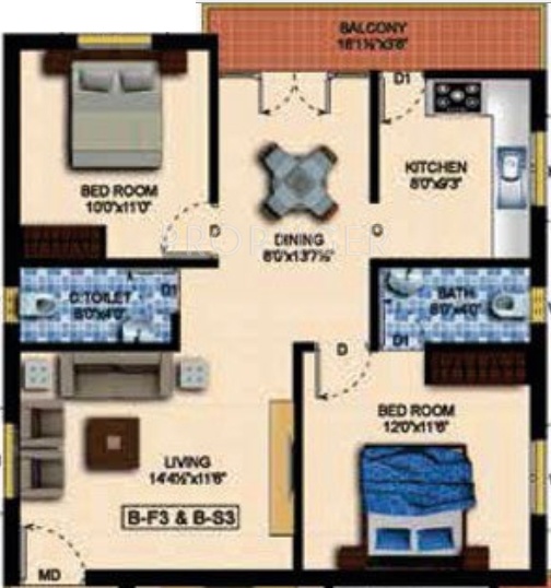 Omega Emerald (2BHK+2T (762 sq ft) 762 sq ft)