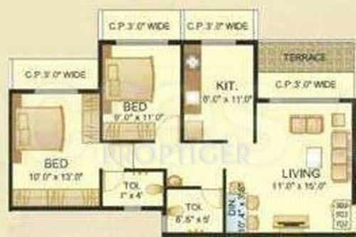 5P Tulsi Heritage (2BHK+2T (1,200 sq ft) 1200 sq ft)