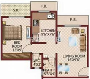 600 Sq Ft 1 Bhk Floor Plan Image 5p Group Tulsi Dham