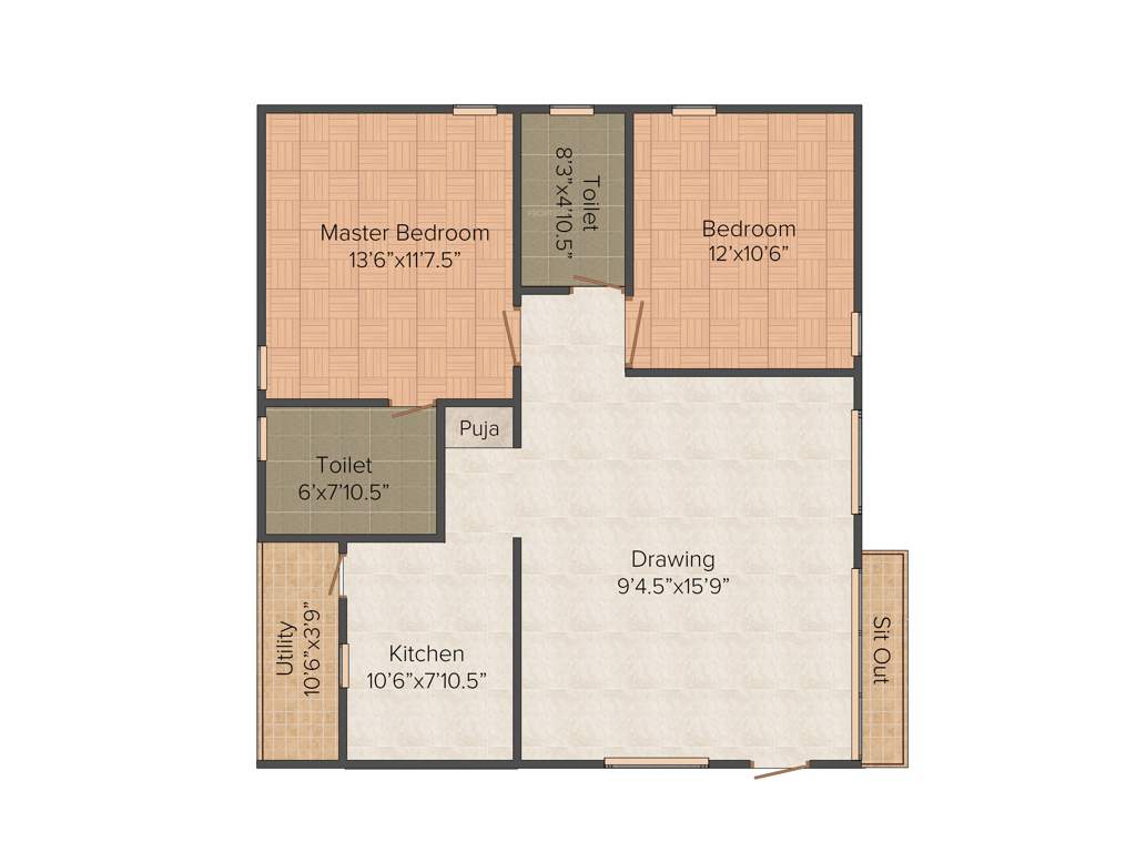 Gem Nugget (2BHK+2T (1,235 sq ft) 1235 sq ft)