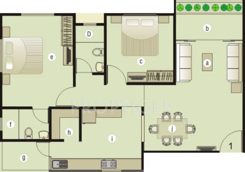 Shaligram Garden Residency I (2BHK+2T (1,170 sq ft) 1170 sq ft)