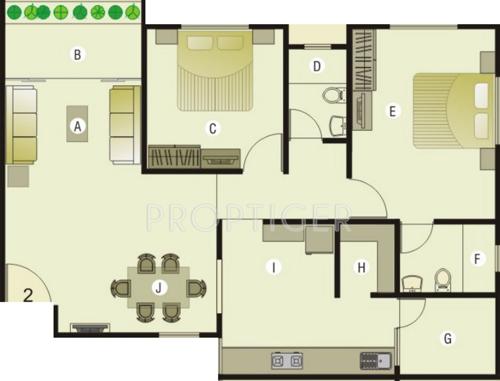 Shaligram Garden Residency I (2BHK+2T (1,269 sq ft) 1269 sq ft)
