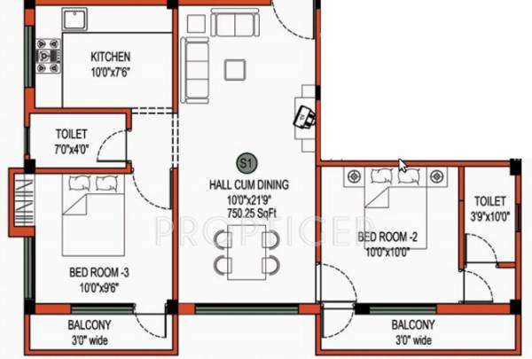JKB Sri Taran (2BHK+2T (750 sq ft) 750 sq ft)