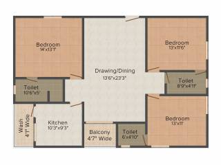Krishna Elite (3BHK+3T (1,590 sq ft) 1590 sq ft) Krishna Elite (3BHK+3T (1,590 sq ft) 1590 sq ft)