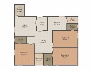Krishna Elite (3BHK+3T (1,887 sq ft)   Pooja Room 1887 sq ft) Krishna Elite (3BHK+3T (1,887 sq ft)   Pooja Room 1887 sq ft)