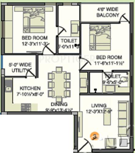 Alekhya Earth Song (2BHK+2T (1,190 sq ft) 1190 sq ft)