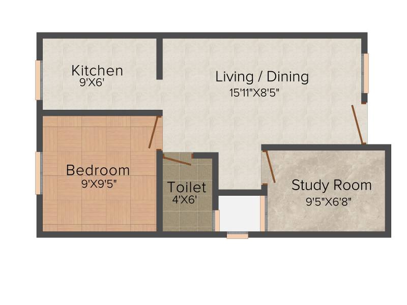 PVK Pride (1BHK+1T (526 sq ft)   Study Room 526 sq ft)