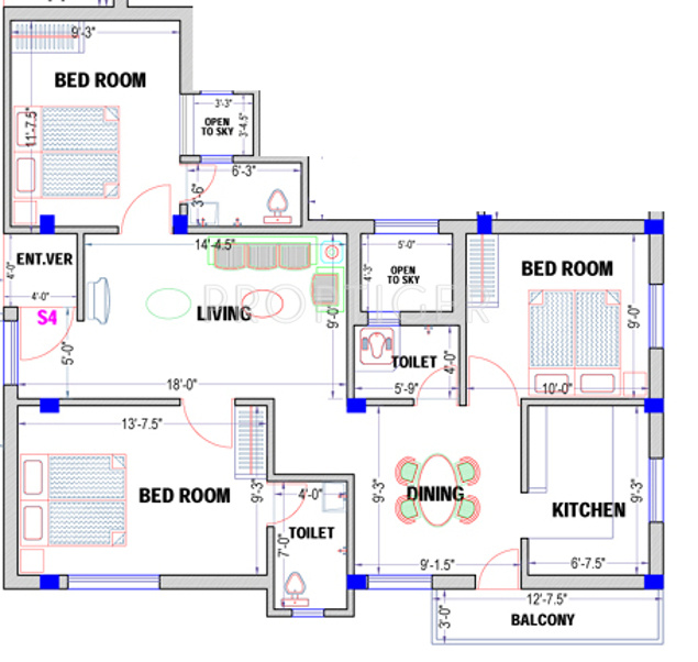 PVK Pride (3BHK+3T (1,050 sq ft) 1050 sq ft)