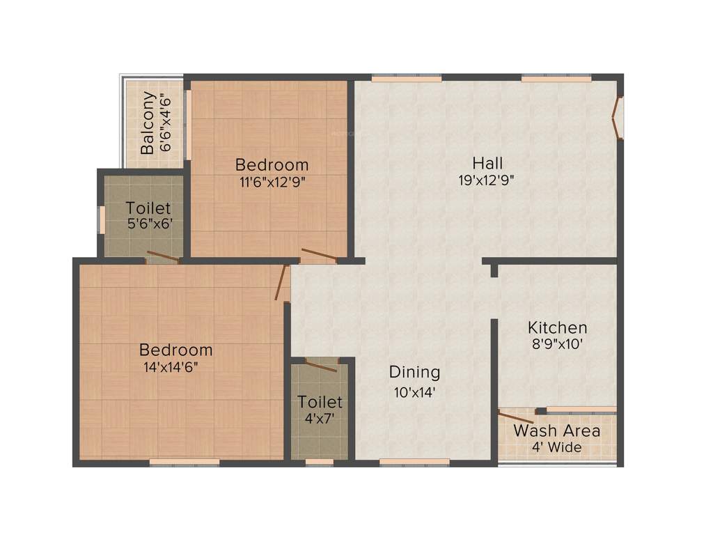 NSK Bliss Meadows 2BHK+2T (1,388 sq ft)