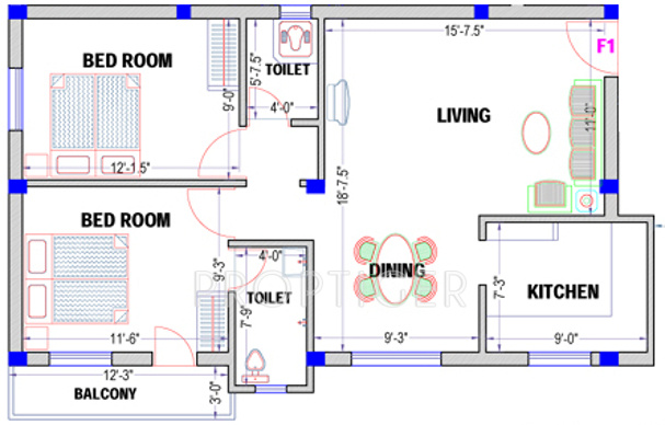 PVK Pride (2BHK+2T (883 sq ft) 883 sq ft)